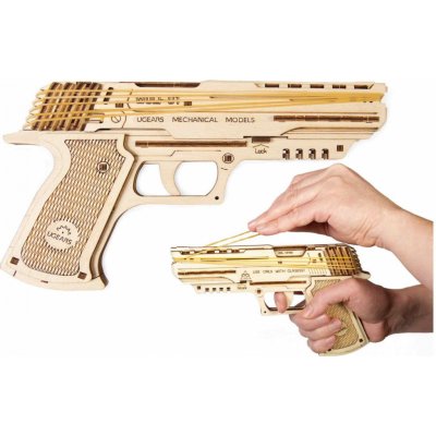 Ugears 3D mechanické puzzle Pistole Wolf-01 62 ks – Zboží Dáma
