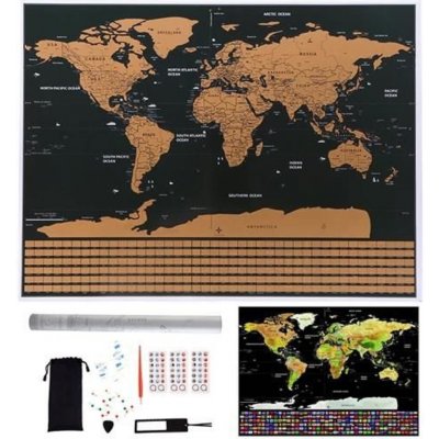 Velká Stírací mapa světa s vlajkami Deluxe 82 x 59 cm černá – Hledejceny.cz