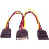PC kabel PremiumCord SATA - 2x SATA Kabel, rozdvojka, napájení, SATA, 15-pin (M) na 2x 15-pin (F), 20cm kfsa-21