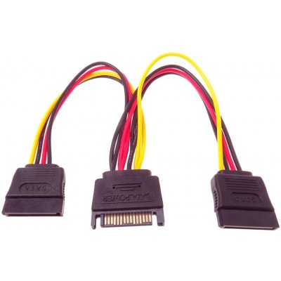 PremiumCord SATA - 2x SATA Kabel, rozdvojka, napájení, SATA, 15-pin (M) na 2x 15-pin (F), 20cm kfsa-21 – Zboží Živě
