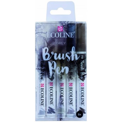 Akvarelové pera Ecoline Brush Pen Grey 5 dílná sada – Zboží Dáma