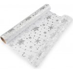 Vánoční organza s potiskem - vločka, šíře 36 cm, střední, 1 stříbrná – Zboží Mobilmania