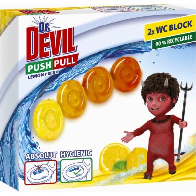 Dr. Devil Lemon Fresh Push Pull WC blok bez košíku 2 x 20 g – Hledejceny.cz