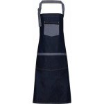 Premier Workwear Zástěra s kontrastní kapsou uprostřed páska za krkem na sponu modrá indigo PW127 – Hledejceny.cz