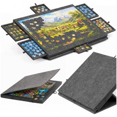 SPRINGOS Podložka na puzzle 1500 dílků se 6 zásuvkami šedá – Sleviste.cz