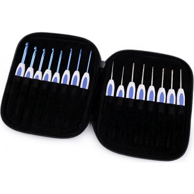 Sada háčků na háčkování v pouzdře Varianta: modrá, Balení: 1 sada – Zboží Dáma