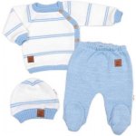 Pletená sada pro miminko s jemným proužkem 3D, lux modrá bílá – Zboží Mobilmania