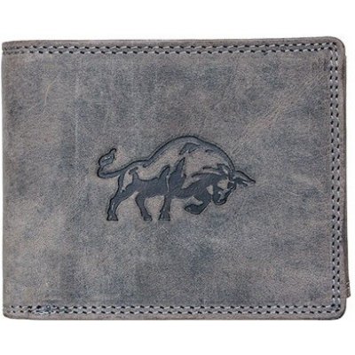 The wild force pánská kožená peněženka s býkem podélná šedá