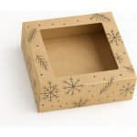 KRAFTHOUSE.EU Dárková krabička čtvercová Winter Magic KM-KR-006 Okno: Srdce – Zboží Dáma