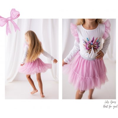 Lily Grey tylová sukně volánky růže a stříbrný pás – Sleviste.cz