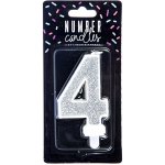 PartyDeco Narozeninová svíčka 4 stříbrná stříbrná 7 cm – Zboží Dáma PartyDeco Narozeninová svíčka 4 stříbrná stříbrná 7 cm – Zboží Dáma