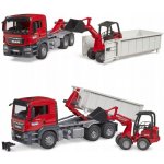 Bruder 3767 Nákladní automobil MAN TGS s valníkem a kompaktním nakladačem Schäffer – Zboží Dáma