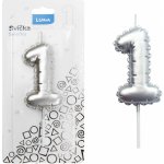 LUMA Svíčka č. 1 balónek STŘÍBRNÝ – Zboží Dáma