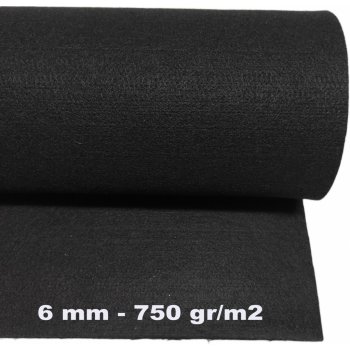Technický filc 6 mm barva černá, šířka 150 cm