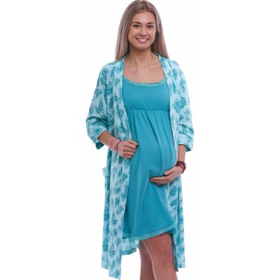 Župan a košilka na tenká odepínací ramínka na kojení pruhovaný vzor s listím 1G0704 zelená – Zboží Dáma