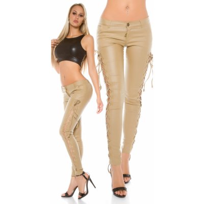 Koucla leather look trousers with lacing BEIGE – Zboží Mobilmania