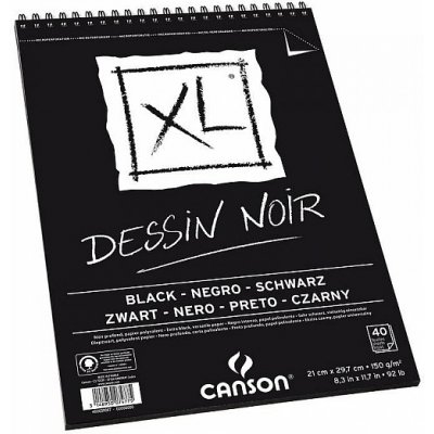 Černý blok Canson XL Dessin Noir A4 150g 40 listů kroužek – Sleviste.cz