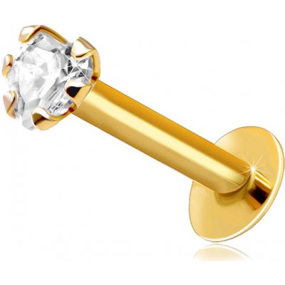 Šperky Eshop zlatý piercing do rtu a brady čirý zirkon ve tvaru srdce S2GG206.51 – Zboží Dáma