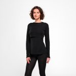 Kojící merino triko s dlouhým rukávem černé SAFA – Zboží Dáma