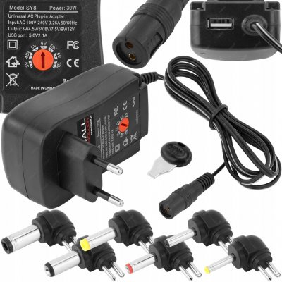 Univerzální napájecí adaptér Reball 30W 3-12V se 6 koncovkami a USB – Hledejceny.cz