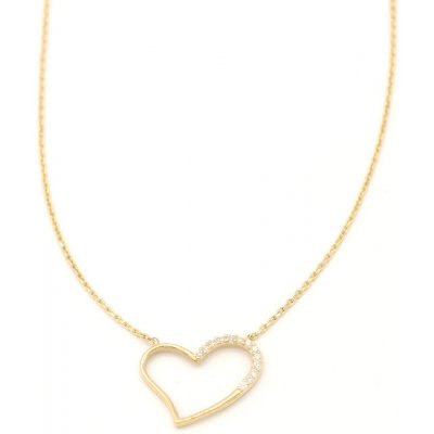 B&B Goldinvestic Zlatý řetízek se srdíčkem zdobeným zirkony N6374-585/1000 – Zboží Dáma