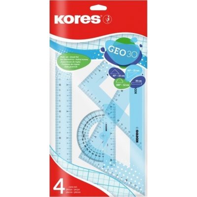 Kores GEO set 15cm, set plastových pravítek, 4 ks v polybagu (42103) – Sleviste.cz