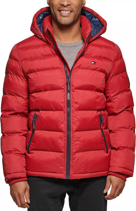 Tommy Hilfiger prošívaná zimní pánská bunda Quilted červená