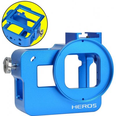 Rollin KRYT HLINÍKOVÝ PRO GOPRO HERO5/6/7 Black/HERO2018 MODRÝ GP510-BL – Zboží Živě
