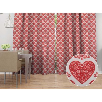 Biante Dekorační závěs PML-094 Červená srdce na bílém 145x140 cm – Sleviste.cz