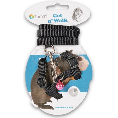 Tommi CZ Postroj s vodítkem pro morče černá 15/25 cm /120 cm – Zboží Dáma