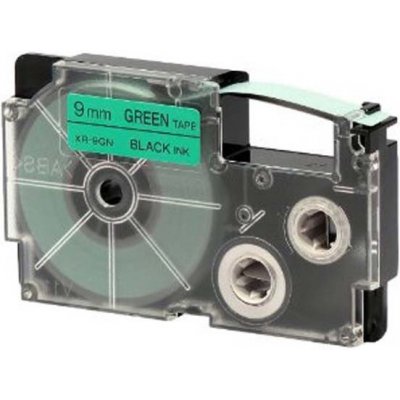 Páska do tiskárny štítků Casio XR-9GN1 9mm černý tisk/zelený podklad