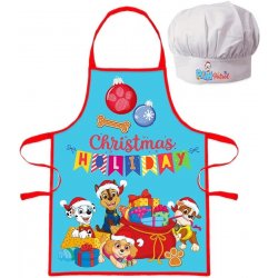 Euroswan Dětská vánoční zástěra s kuchařskou čepicí Tlapková patrola Paw patrol 2 díly