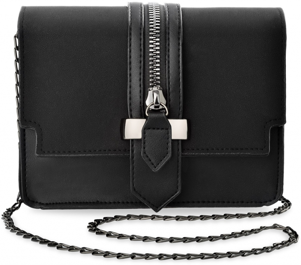 stylová dámská kabelka listonoška s ozdobným zipem černá