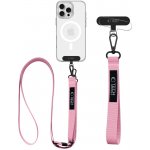 Šňůrka na krk Tech-Protect C6S Crossbody popruh na mobil 2v1 růžový – Sleviste.cz