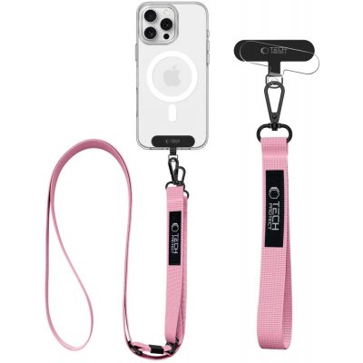 Šňůrka na krk Tech-Protect C6S Crossbody popruh na mobil 2v1 růžový – Sleviste.cz