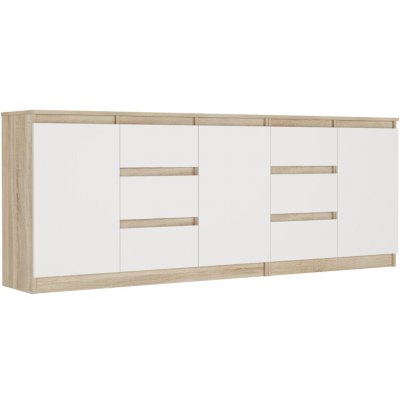 Framire Sada komod sonoma mix bílá, 200 x 76 x 33 cm R-200-S6 – Zboží Dáma