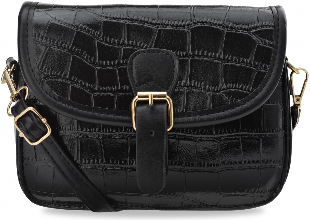 Klasická taška malá dámská kabelka s vzorem krokodýlí kůže černá