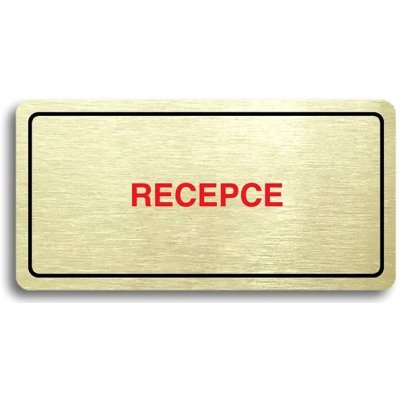 Accept Piktogram "RECEPCE" (160 × 80 mm) (zlatá tabulka - barevný tisk) – Zboží Mobilmania