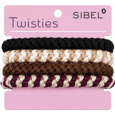 Sada barevných gumiček do vlasů Sibel Twisties - béžové/hnědé, 4 ks (P050353) – Sleviste.cz