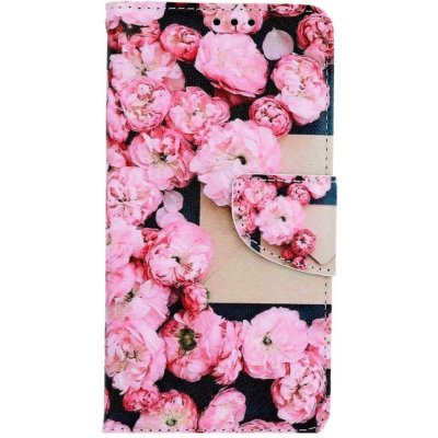 Pouzdro TopQ iPhone 11 knížkové Růžové květy