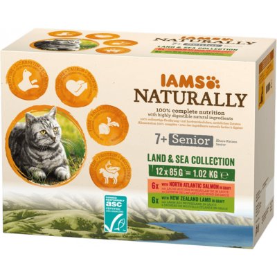 Iams Cat Senior losos jehně v omáčce 12 x 85 g – Hledejceny.cz