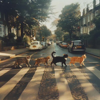 Plakát, Obraz - Abbey Road Cats, 40 × 40 cm – Zboží Dáma