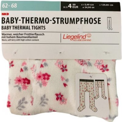 punčocháče NKD bavlna thermo bílé květy Hnědá – Sleviste.cz