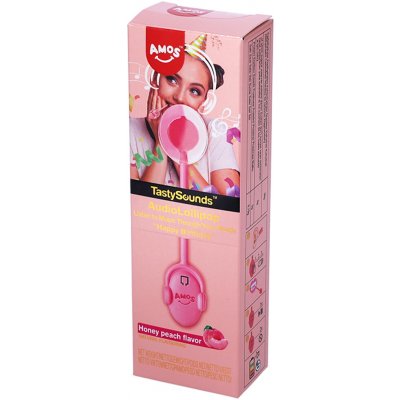 Amos Tasty Sounds hudební lízátko „Happy Birthday“ s příchutí medové broskve 12 g – – Hledejceny.cz