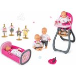 Smoby zlatá 32 cm Baby Nurse + jídelní židlička + kolébka pro panenku s peřinkou + 3ks šaty pro panenku 220100-5 – Zbozi.Blesk.cz