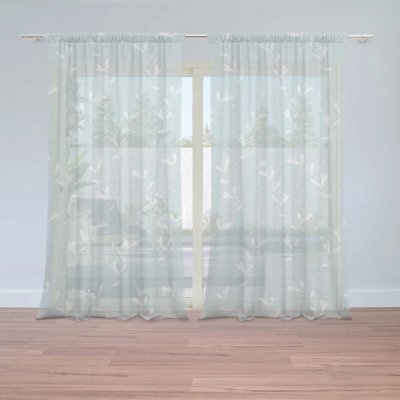Sablio Záclony Bílé lístky: 2ks 150x250cm – Hledejceny.cz