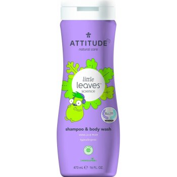 Attitude Dětské tělové mýdlo a šampon 2 v 1 Little leaves s vůní vanilky a hrušky 473 ml