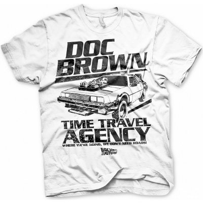 Back to the Future tričko Doc Brown Time Travel Agency white