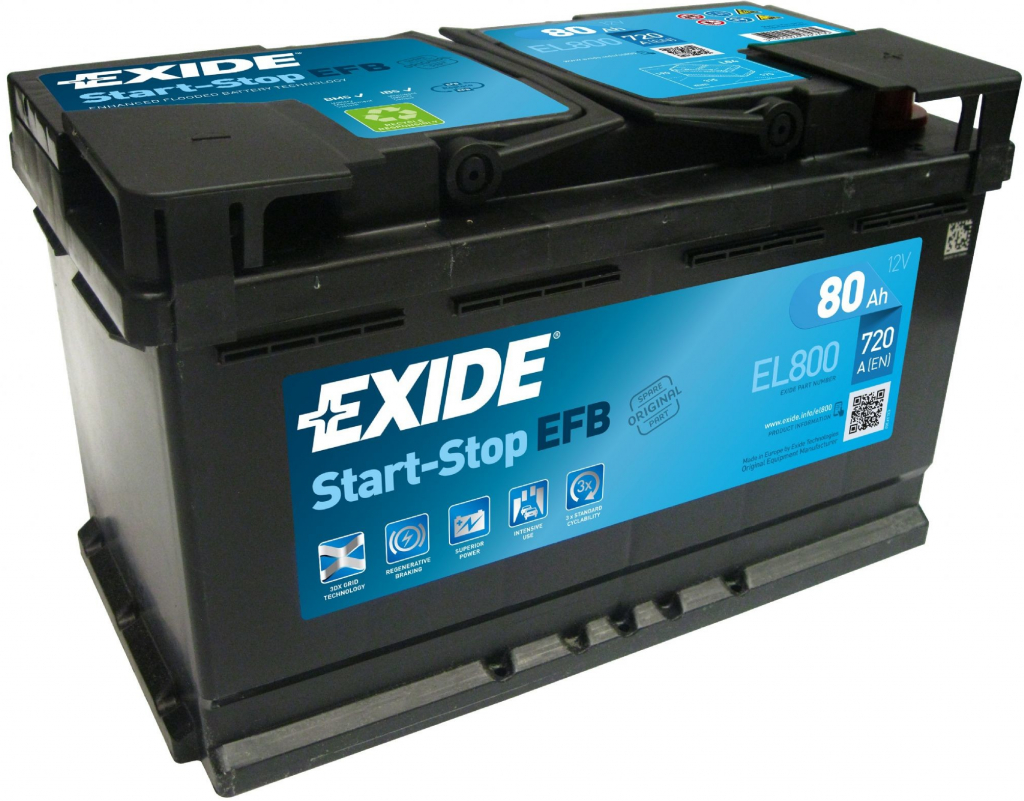 Exide Start-Stop EFB 12V 80Ah 720A EL800