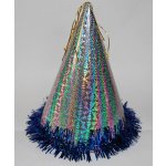 Ptákoviny CB Stříbrná párty čepička modré třásně – Sleviste.cz